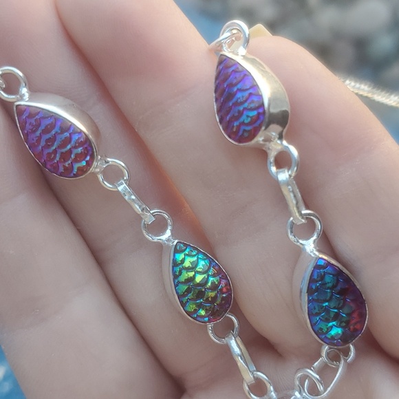 New Rainbow Titanium Magical Fantasy Scale 925 Silver Necklace. - Picture 12 of 13